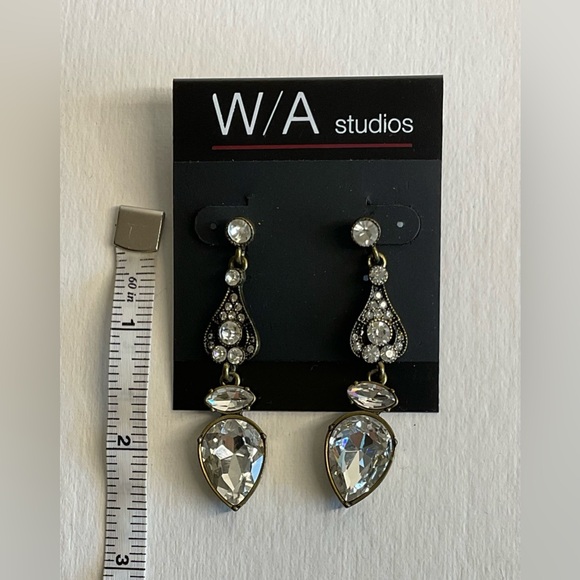 WA Studios Teardrop  Crystal Drop Art Deco Earrings - Picture 2 of 3